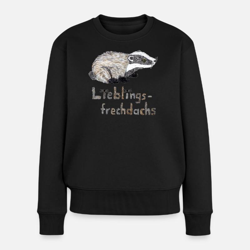 Lieblingsfrechdachs - Süßer Dachs in Aquarell - Frauen Premium Bio Pullover - Schwarz