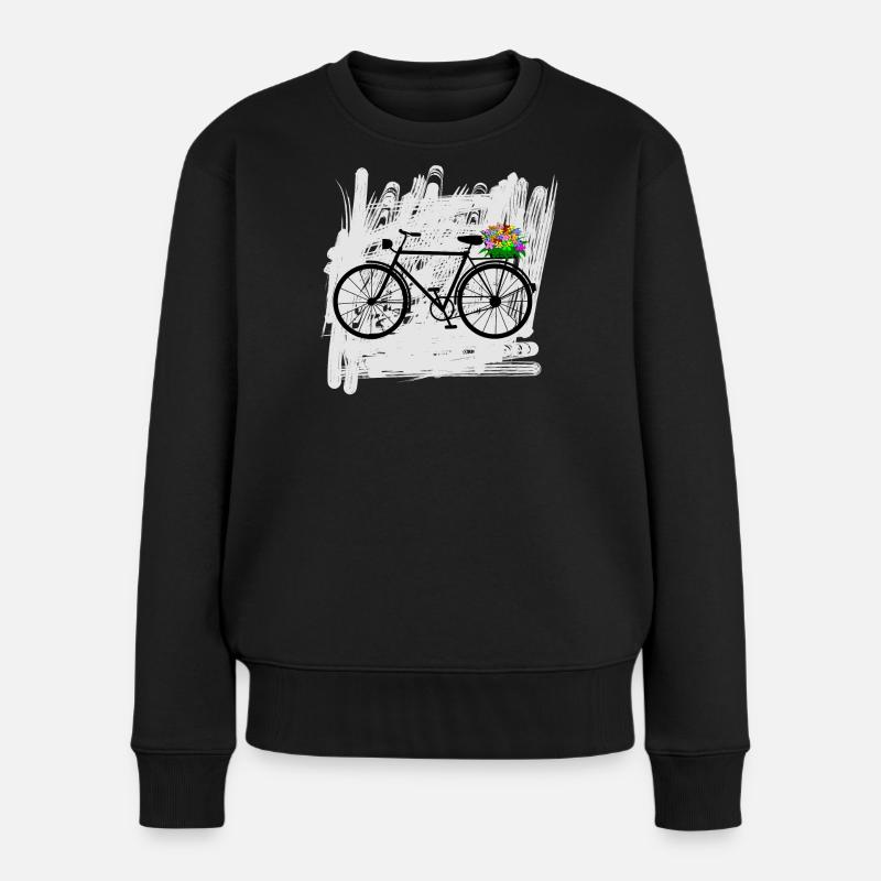 fahrrad blumen radfahrer - Frauen Premium Bio Pullover - Schwarz