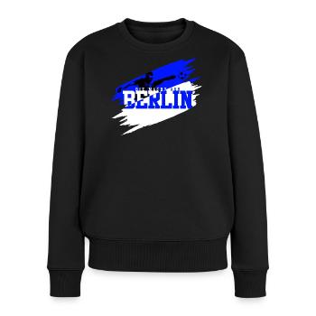 Berlin Fussball Charlottenburg Blau Weiß - Frauen Premium Bio Pullover - Schwarz - Vorne - Julia (174cm)