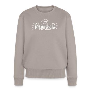 PhD Doktorat Abschluss - Frauen Premium Bio Pullover - Taupe - Vorne - Julia (174cm)
