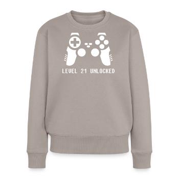 21st Birthday Gamer Zocker - Women's Premium Organic Jumper - taupe - Front - Julia (174cm)