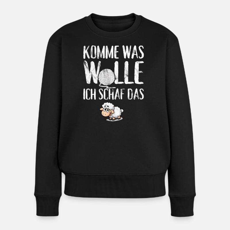 Komme was Wolle ich Schaf das - Frauen Premium Bio Pullover - Schwarz