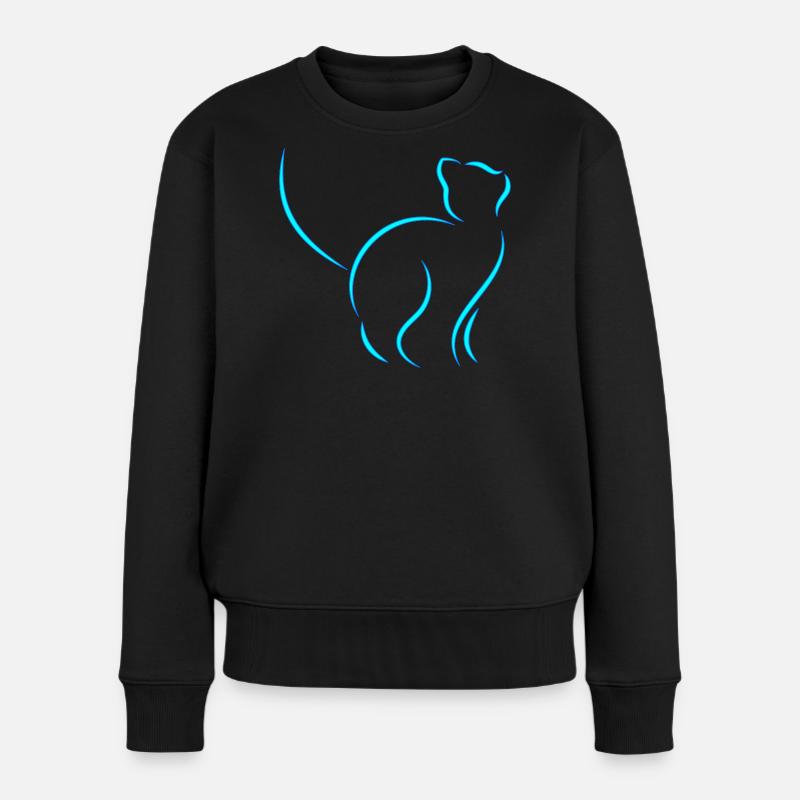 Katze - Frauen Premium Bio Pullover - Schwarz