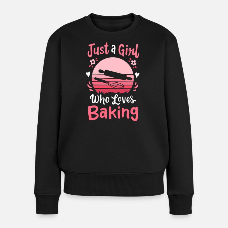 Backen Bäcker Retro - Frauen Premium Bio Pullover - Schwarz