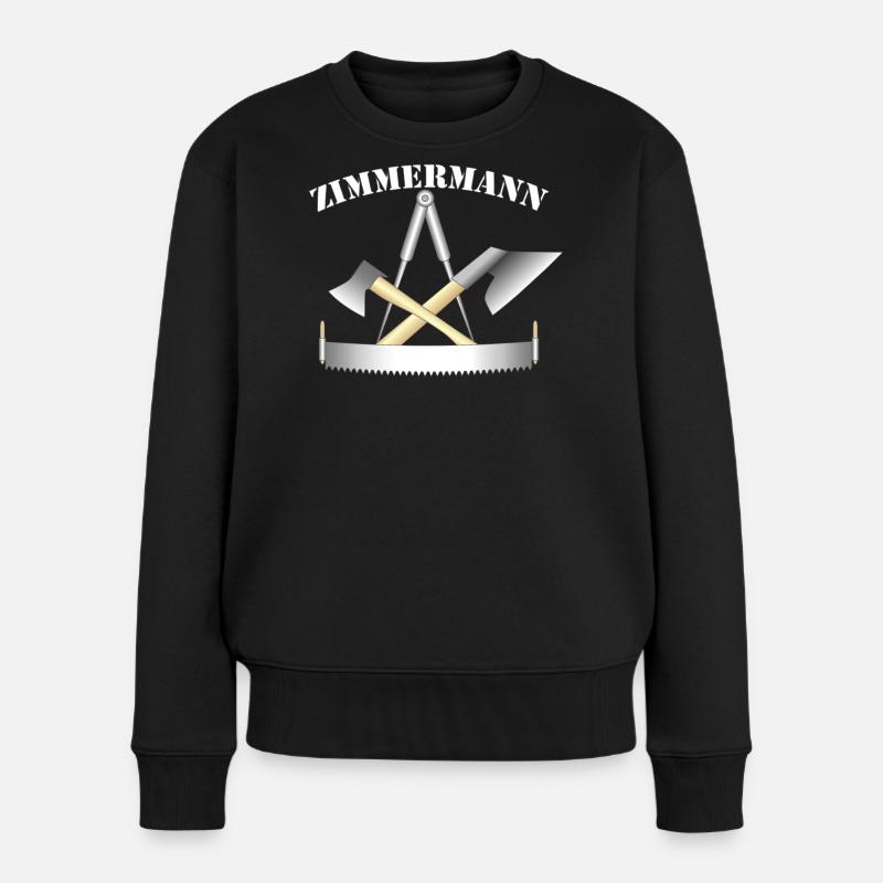 Zunftzeichen der Zimmermänner - Frauen Premium Bio Pullover - Schwarz