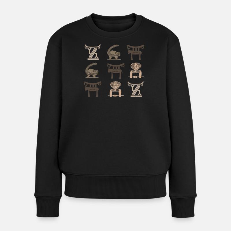 Abstrakte afrikanische Stammeskunst - Frauen Premium Bio Pullover - Schwarz