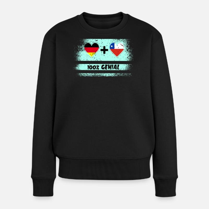 Deutschland und Chile 100% Genial / Geschenk - Frauen Premium Bio Pullover - Schwarz