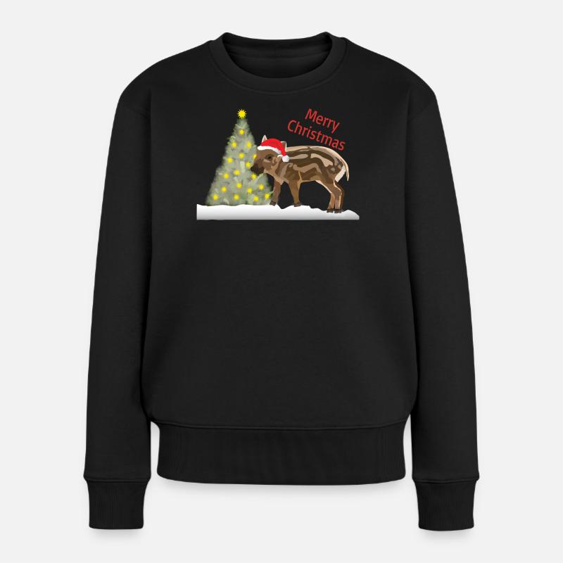 Fröhliche Weihnachten, Freddy Frischling - Frauen Premium Bio Pullover - Schwarz