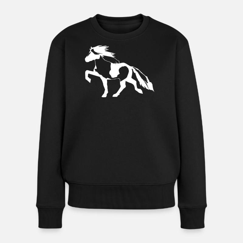 Edles Islandpferd Schecke gefleckter Isländer - Frauen Premium Bio Pullover - Schwarz