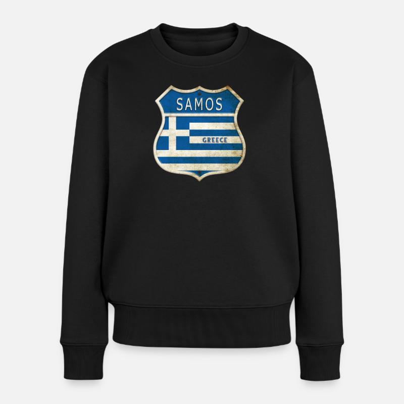 Samos Griechenland Wappen Flaggen Design - Frauen Premium Bio Pullover - Schwarz