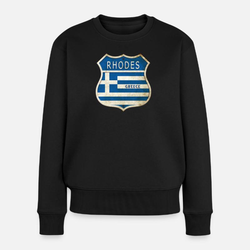Rhodes Grèce Armoiries Drapeaux Design - Pull Premium bio Femme - noir