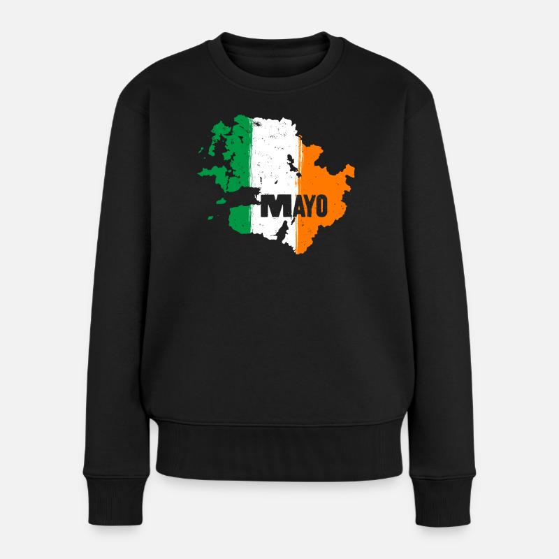| du comté de Mayo Ireland Contour de la carte du drapeau - Pull Premium bio Femme - noir