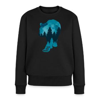 Klimawandel Umweltschutz Bär Grizzly Nachhaltig - Frauen Premium Bio Pullover - Schwarz - Vorne - Julia (174cm)