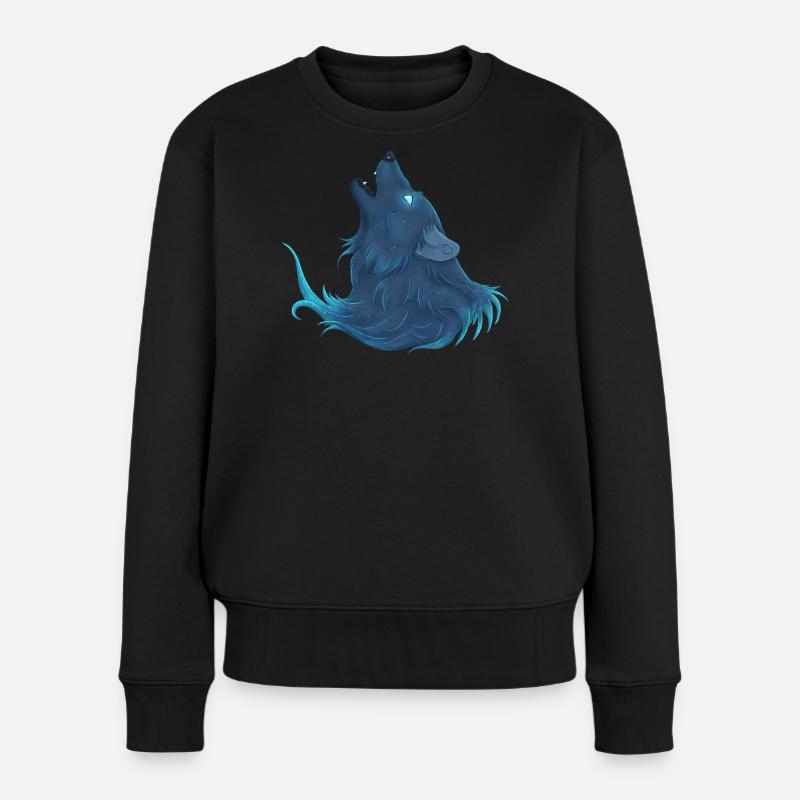 Howling Blue Wolf - Guide Loup Bleu - Pull Premium bio Femme - noir