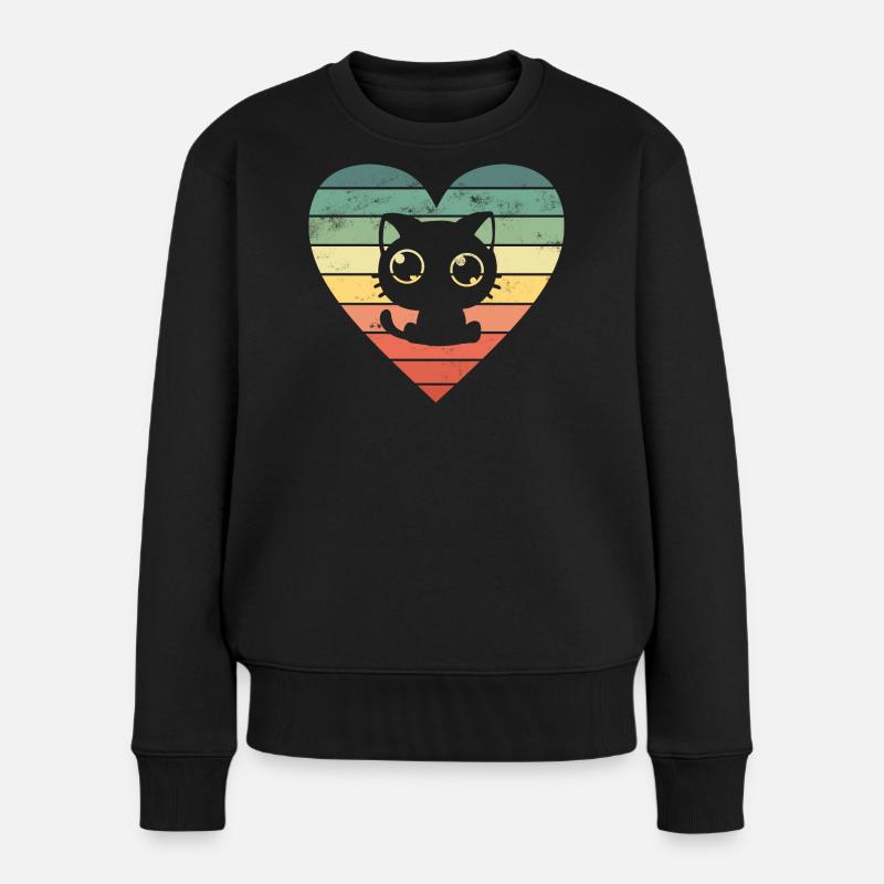 Katze Katzen - Frauen Premium Bio Pullover - Schwarz