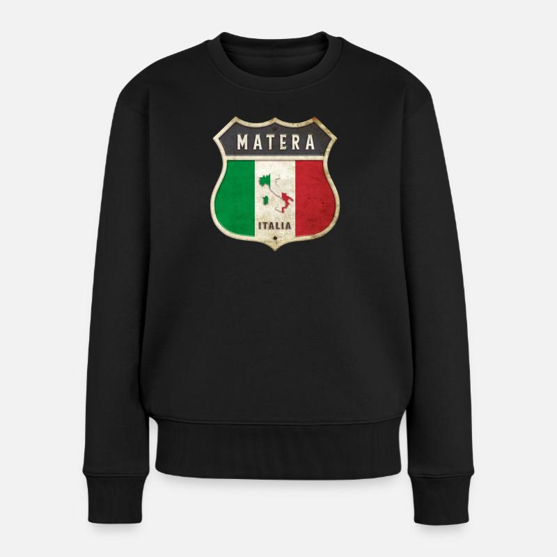 Matera Italien Wappen Flaggen Design - Frauen Premium Bio Pullover - Schwarz