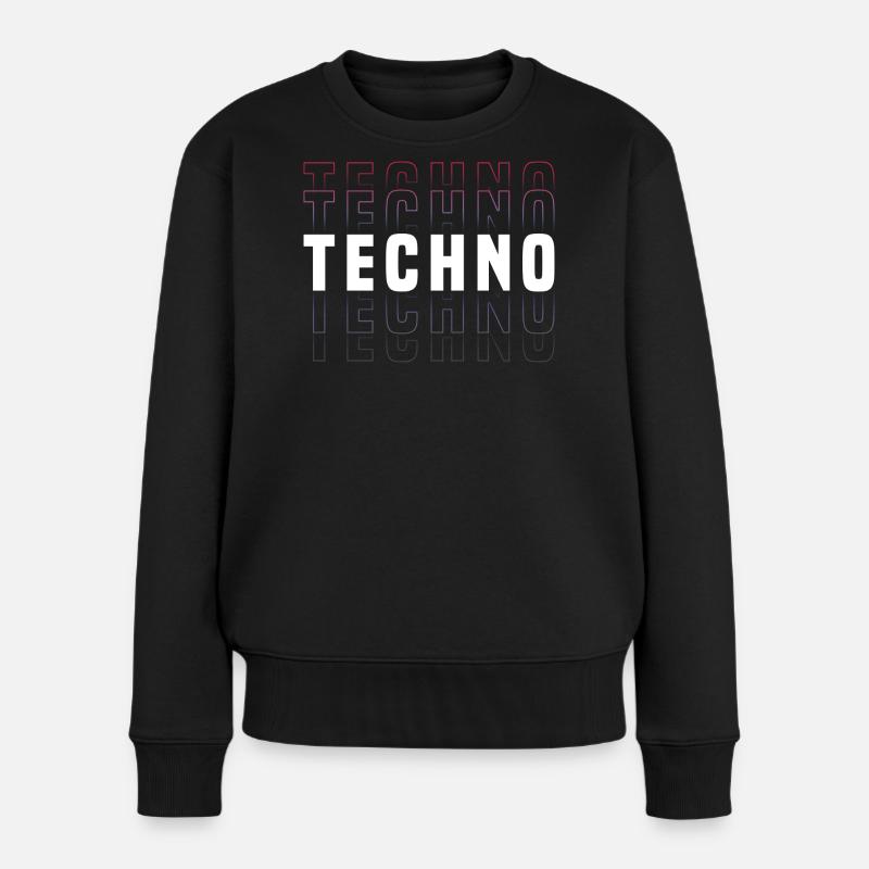 Futuristisches Techno-Design mit Neonfarben - Frauen Premium Bio Pullover - Schwarz