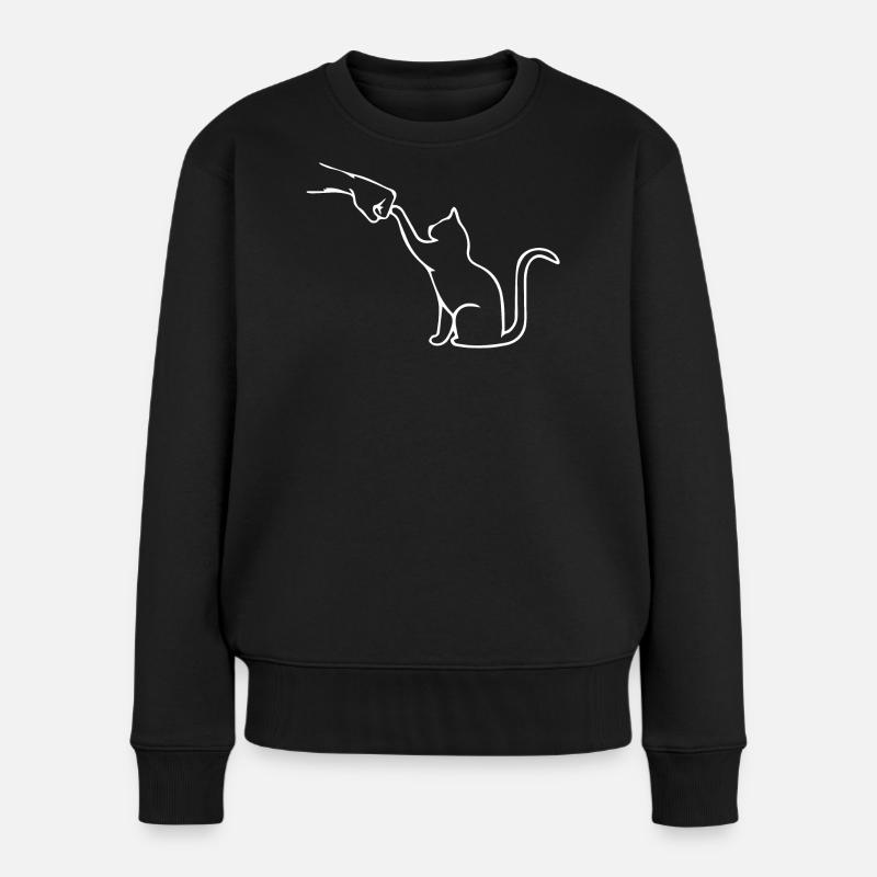 Katzenpapa Katzenliebhaber Katzen Faust Team - Frauen Premium Bio Pullover - Schwarz