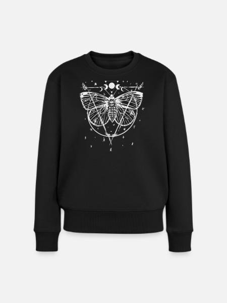 Moth Moon Phases - Frauen Premium Bio Pullover - Schwarz