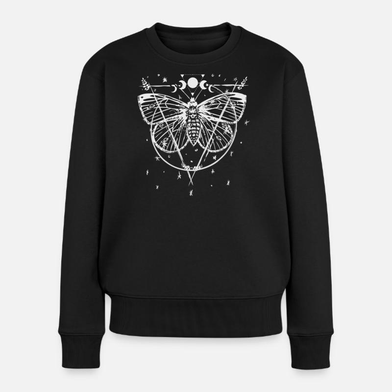 Moth Moon Phases - Women's Premium Organic Jumper - black