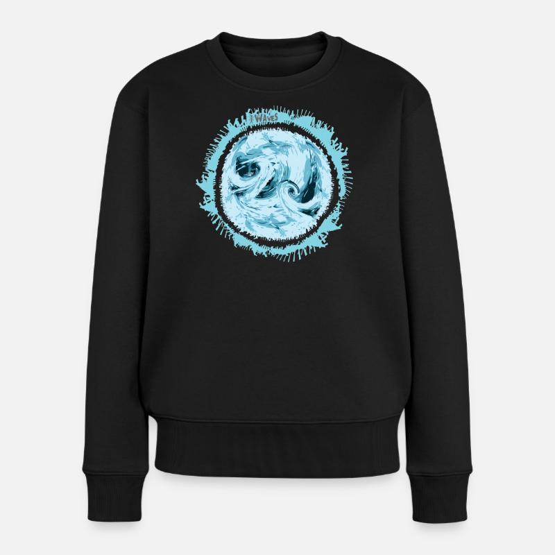 Stürmischer Wasserwirbel Design - Frauen Premium Bio Pullover - Schwarz
