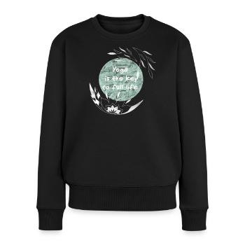 Yoga Schlüssel zum vollen Leben - Frauen Premium Bio Pullover - Schwarz - Vorne - Julia (174cm)