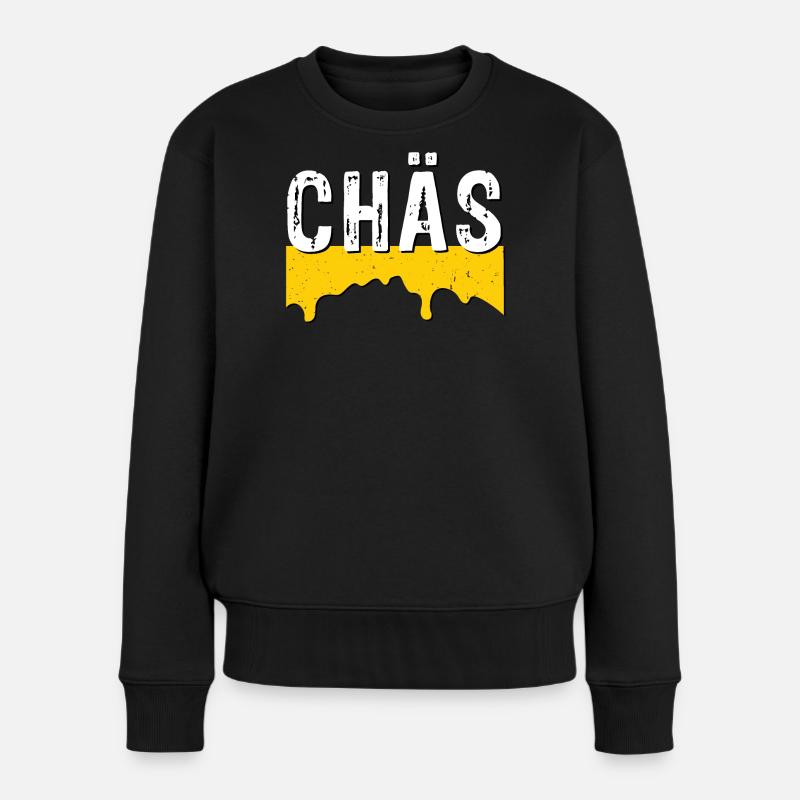 Chäs (SWISS CHEESE) - Frauen Premium Bio Pullover - Schwarz