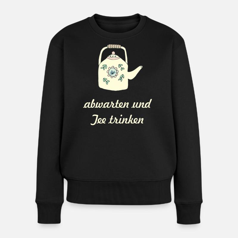 teetrinken - Frauen Premium Bio Pullover - Schwarz