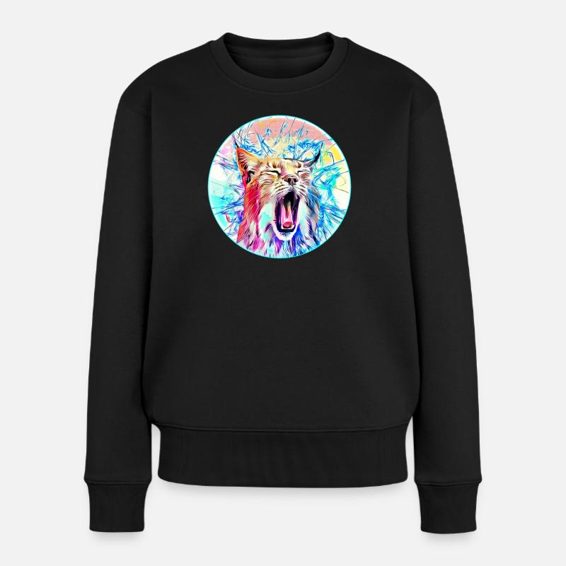 Luchs Katze in Freiheit eine Wild Katze - Frauen Premium Bio Pullover - Schwarz