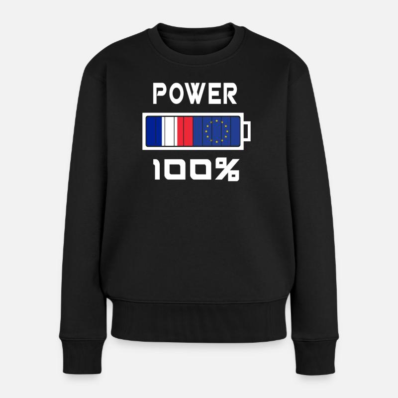 Europa und Frankreich Power 100% - Frauen Premium Bio Pullover - Schwarz