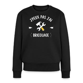 Je peux pas jai bricolage - Pull Premium bio Femme - noir - Devant - Julia (174cm)
