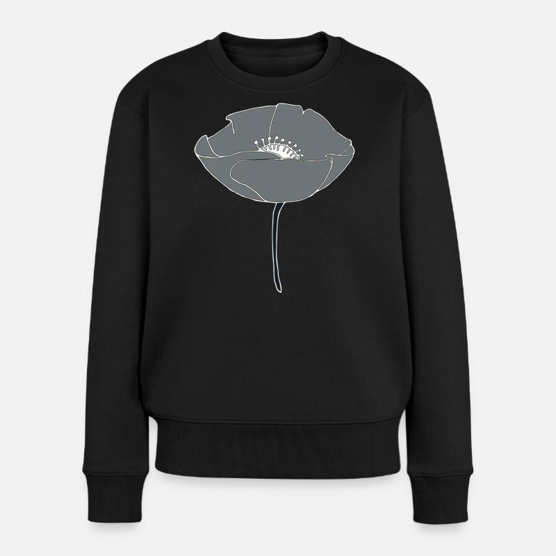 mohnblume grau - Frauen Premium Bio Pullover - Schwarz