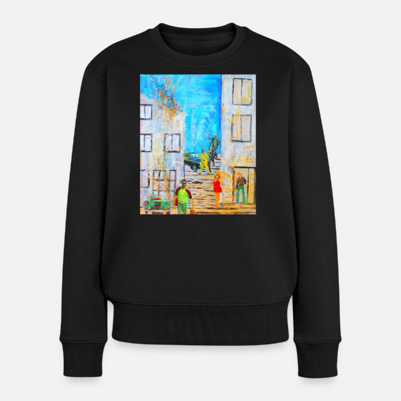 Urban Abstraktes Graffiti mit Legenden - Frauen Premium Bio Pullover - Schwarz
