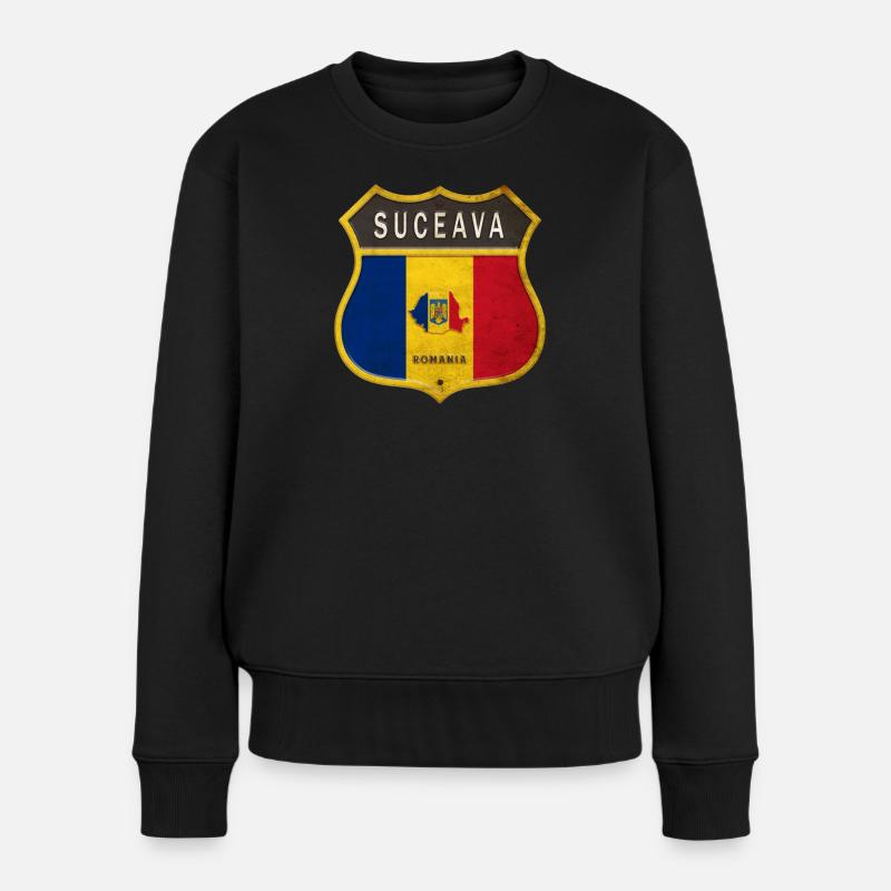 Suceava Rumänien Wappen Design - Frauen Premium Bio Pullover - Schwarz