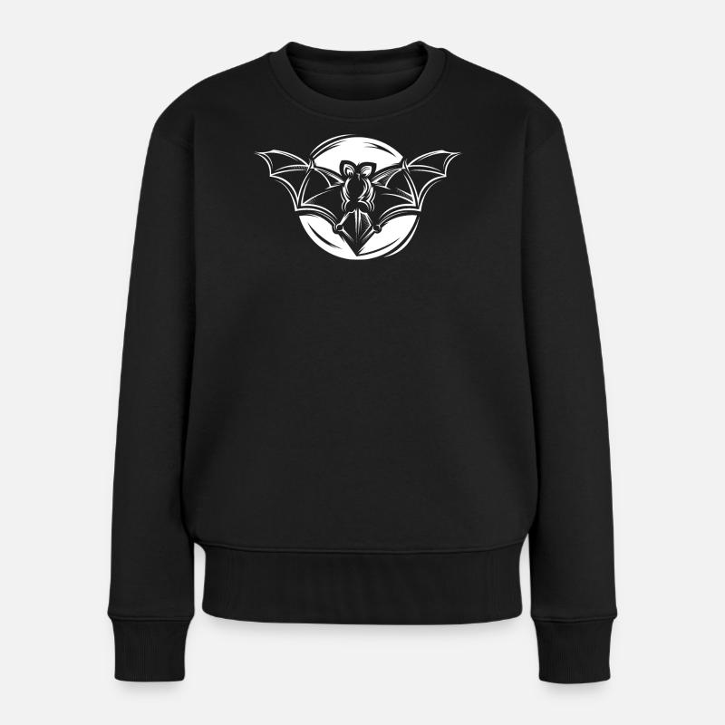 Fledermaus Symbol Mond Illustration Icon Grafik - Frauen Premium Bio Pullover - Schwarz