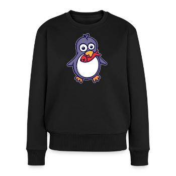 Sweet Animal Oiseau de mer Pingouin Antarctique Oiseau - Pull Premium bio Femme - noir - Devant - Julia (174cm)