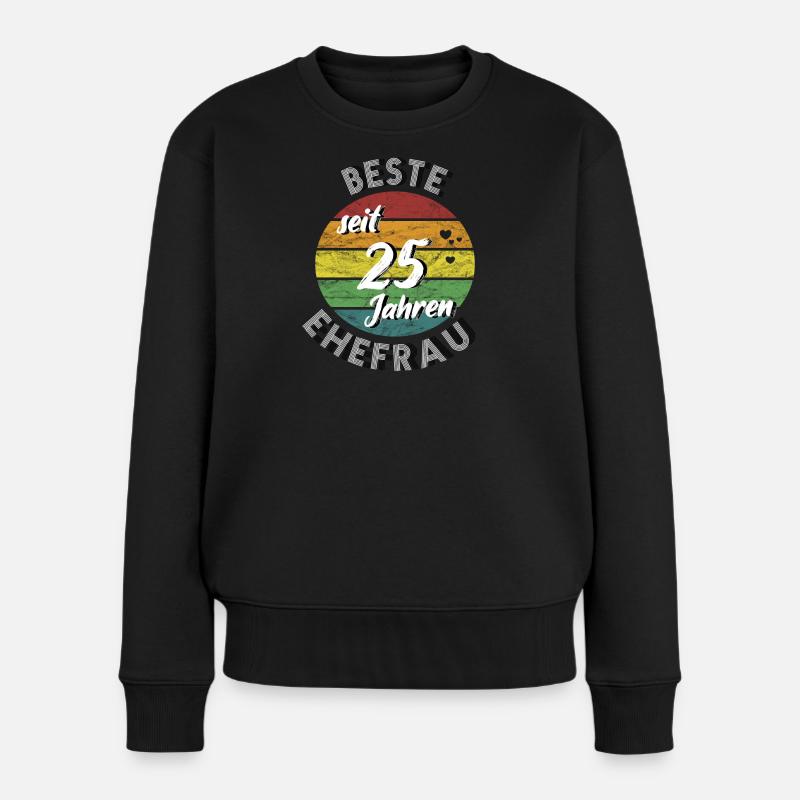 beste Ehefrau seit 25 Jahren Silberhochzeit retro - Frauen Premium Bio Pullover - Schwarz