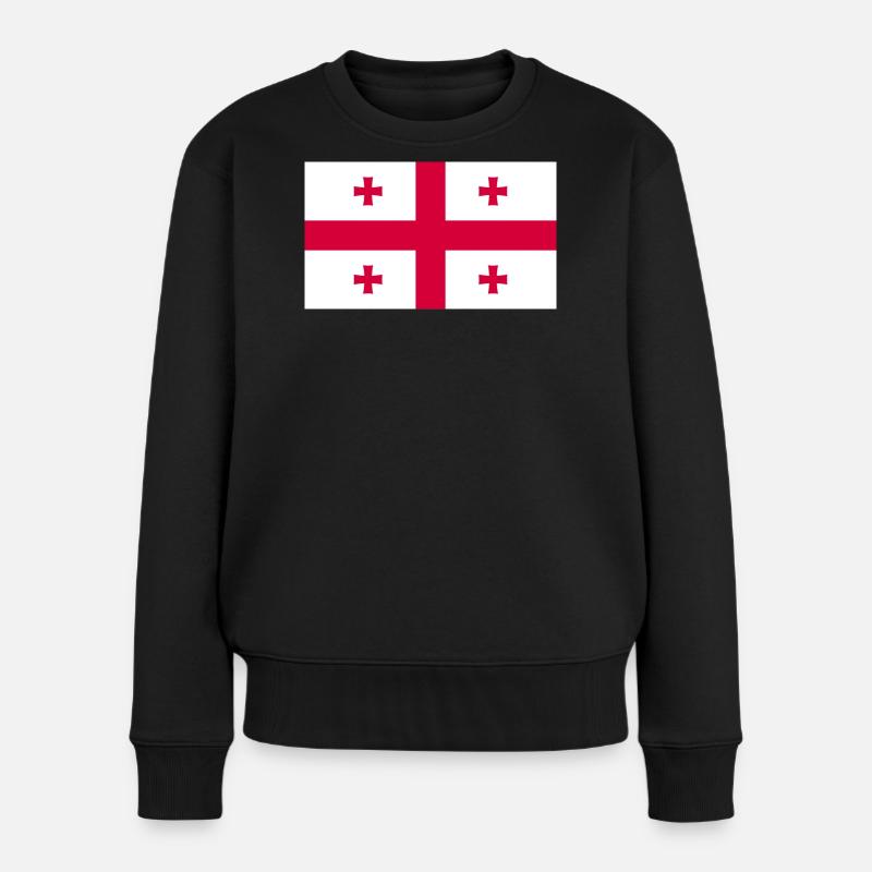 Georgien Flagge - Frauen Premium Bio Pullover - Schwarz