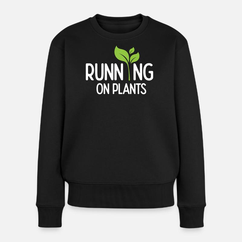 Laufen auf Pflanzen - Frauen Premium Bio Pullover - Schwarz