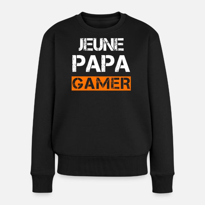 Jeune Papa Gamer - Pull Premium bio Femme - noir