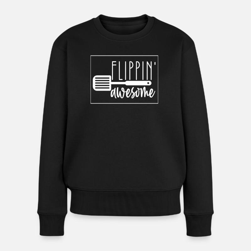 Flippin' Awesome Küchen-Spirit - Frauen Premium Bio Pullover - Schwarz