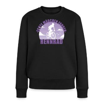 Echte Mädchen fahren Rennrad! Fahrrad Geschenk - Frauen Premium Bio Pullover - Schwarz - Vorne - Julia (174cm)