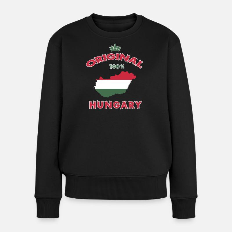 Ungarn Original 100% Flaggen Design - Frauen Premium Bio Pullover - Schwarz