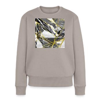 Marble Black Gold Geometric texture - Women's Premium Organic Jumper - taupe - Front - Julia (174cm)