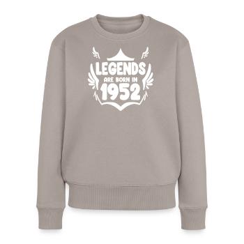 1952 - Jahrgang 1952 - Baujahr 1952 Geschenk - Frauen Premium Bio Pullover - Taupe - Vorne - Julia (174cm)