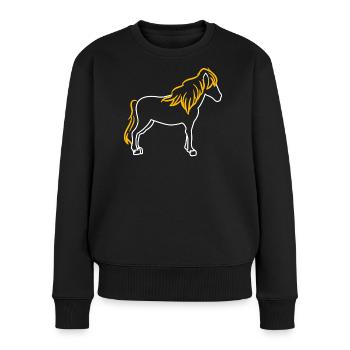 Pferde Isländer Hengst Araber Islandpferde - Frauen Premium Bio Pullover - Schwarz - Vorne - Julia (174cm)