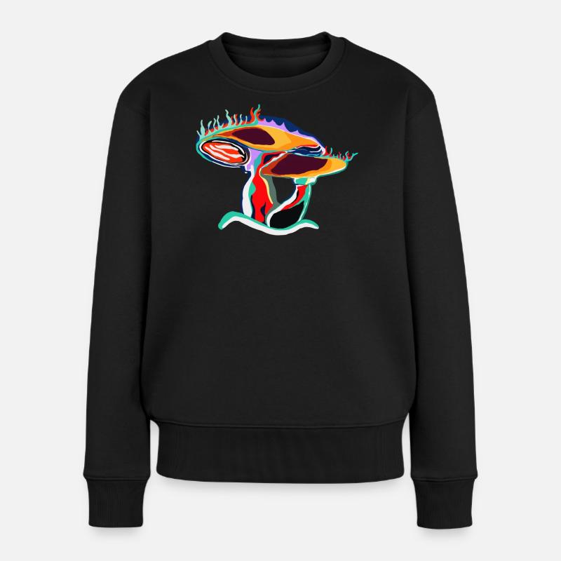 Bunter Pilz Farbenmix Kunst - Frauen Premium Bio Pullover - Schwarz