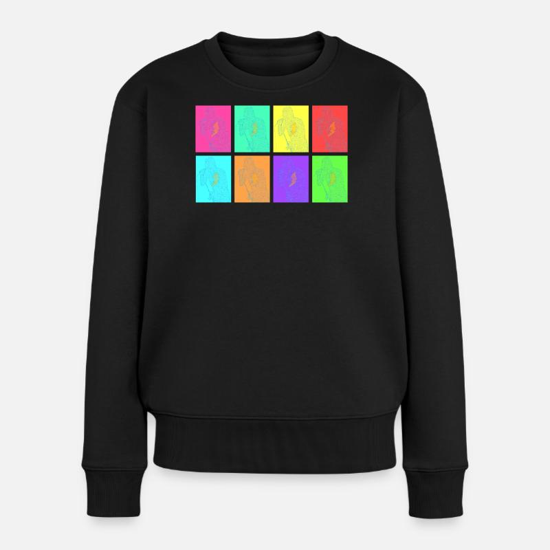 Rocksänger in der Pop Art - Frauen Premium Bio Pullover - Schwarz