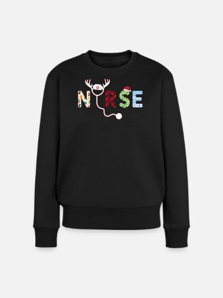 Nurse ugly Christmas - Frauen Premium Bio Pullover - Schwarz