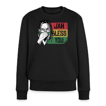 Jah Bénissez-vous Graphique rastafari - Pull Premium bio Femme - noir - Devant - Julia (174cm)